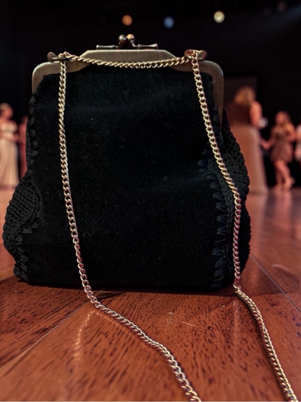 Walborg Black Velvet Snap Closure Vintage Frame Purse from the 50's/60's